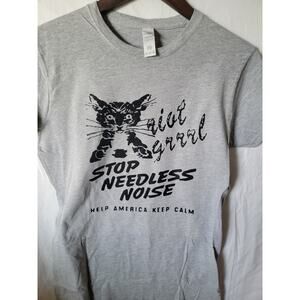 stop needless noise riot grrrl t shirt size Ladies  xl sport gray